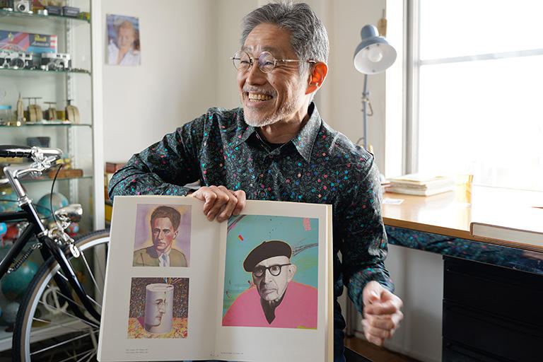 右ページの作品がアメリカ留学中に描き、賞を獲得した佐々木悟郎さんのイラスト。