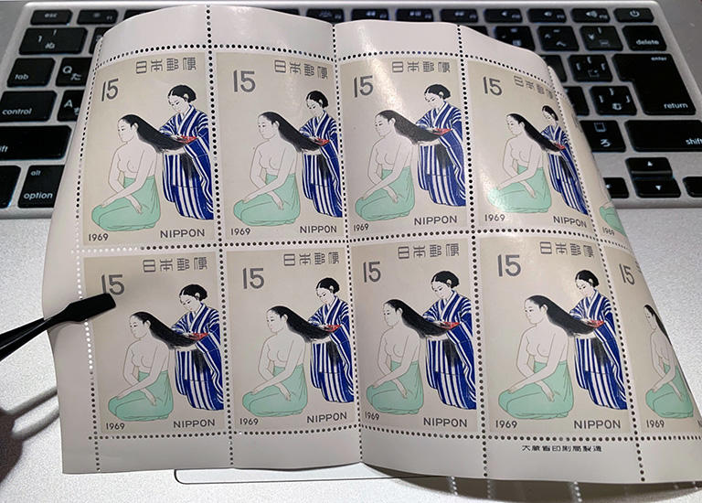 切手にまさかの乳首が！と、子ども心に衝撃的だった 1969年 切手趣味週間 小林古径 「髪」は、私的にお宝です。
