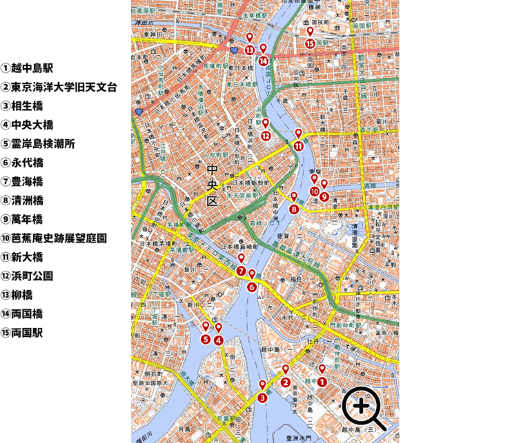 今回のツアーで巡った隅田川周辺のスポット