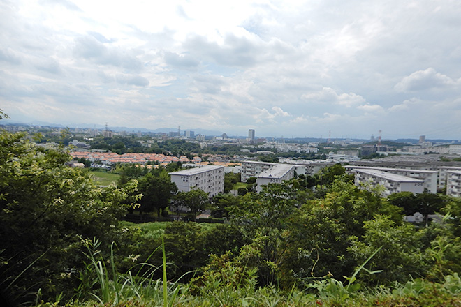 「防人見返りの峠」から多摩ニュータウンを望む。この尾根は、西は相模原市城山町、東は多摩市連光寺までの全長約24km続いており「多摩丘陵の背骨」とも呼ばれている